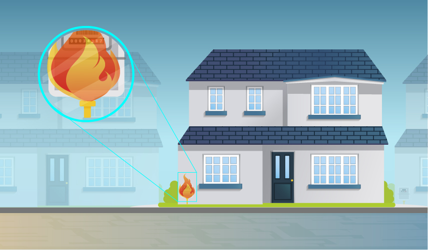 Escape con llama fuera del inmueble